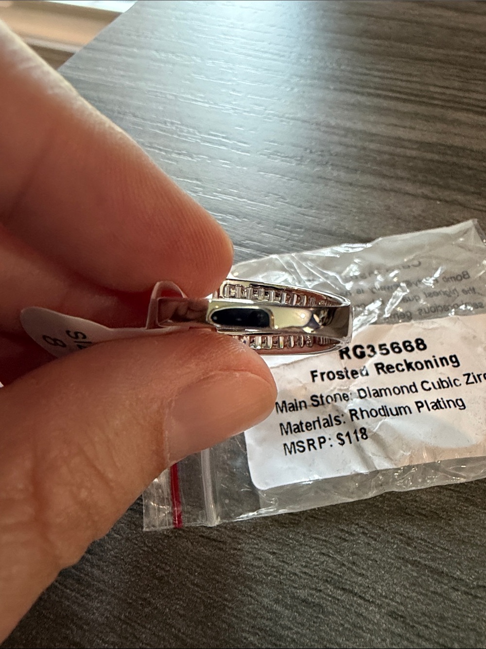 Size 8 CZ on Rhodium Ring - Picture 3 of 4